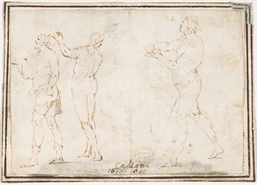 Athletes by Francesco Allegrini, drawing, 1624-1663