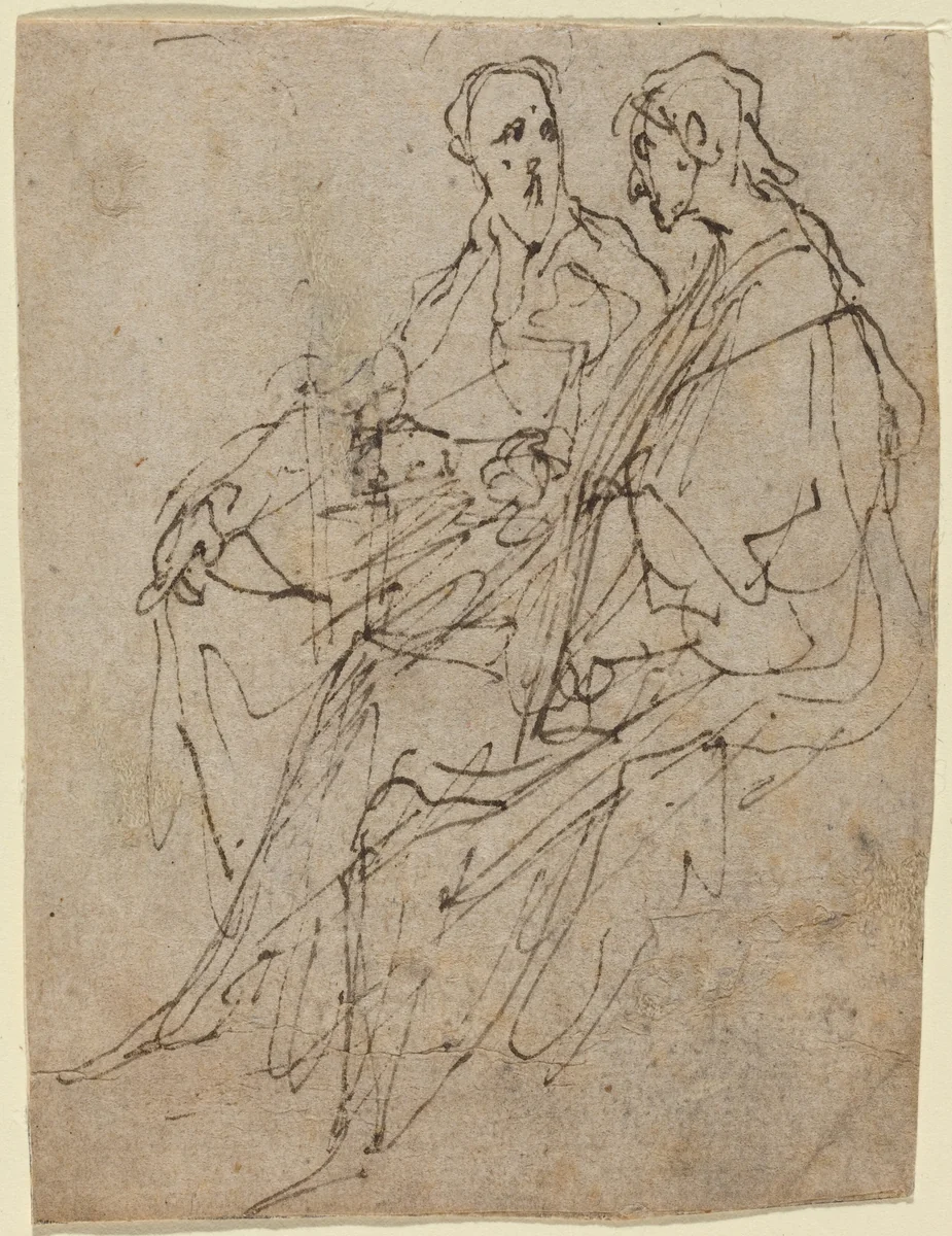 Two Seated Male Figures by Anthony van Dyck, drawing, 1599-1641