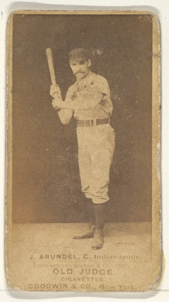 J. Arundel, Catcher, Indianapolis, from the Old Judge series (N172) for Old Judge Cigarettes by Goodwin & Company, photograph, 1887
