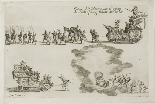 Entry of the Monseigneur the Prince of Phalsbourg, Defender in the Combat, from The Combat at the Barrier by Jacques Callot, print, 1627