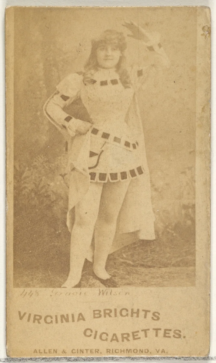 Card 448, Gracie Wilson, from the Actors and Actresses series (N45, Type 1) for Virginia Brights Cigarettes by Allen & Ginter, photograph, 1885-1891