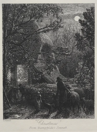 Christmas (Folding the Last Sheep) by Samuel Palmer, print, 1850