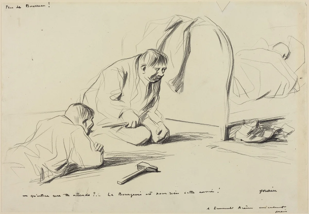 Peur de Bourreau! Qu'est-ce que tu attends?... by Jean-Louis Forain, drawing, 1852-1931