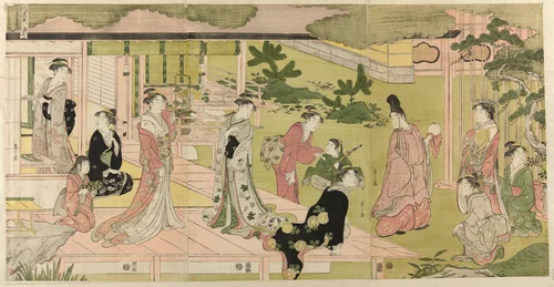 Wakana, Part 1 (Wakana, jo), from the series "A Fashionable Parody of the Tale of Genji (Furyu yatsushi Genji)" by Chobunsai Eishi, print, 1784-1799