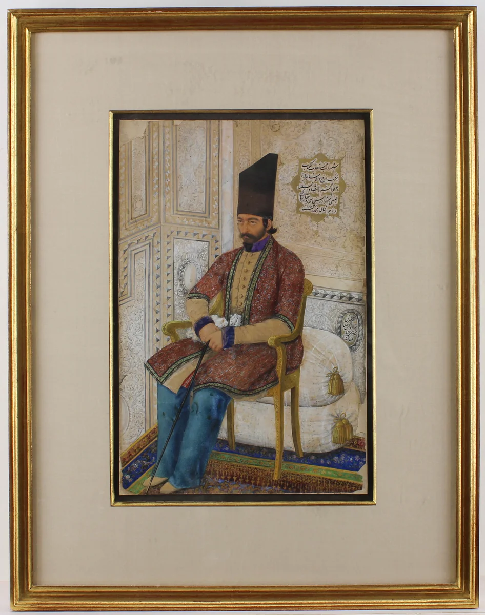 Portrait of `Ali Quli Mirza, I`tizad al-Saltana by Abu`l Hasan Ghaffari, manuscript, 1831-1881