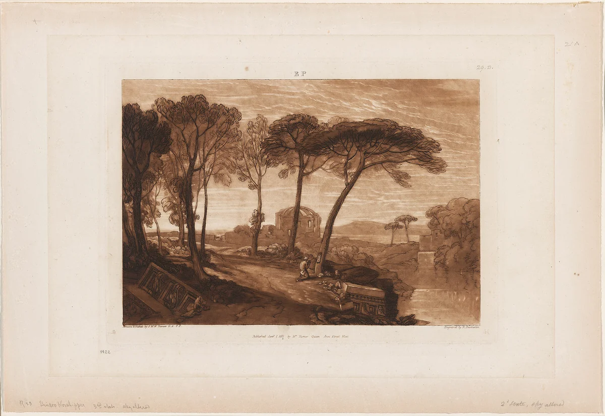 The Temple of Minerva Medica, plate 23 from Liber Studiorum by Joseph Mallord William Turner, print, 1811