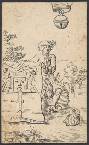 Shell King: A Man with a Map of a Fortification by Johannes Brandenberg, drawing, 1712-1730