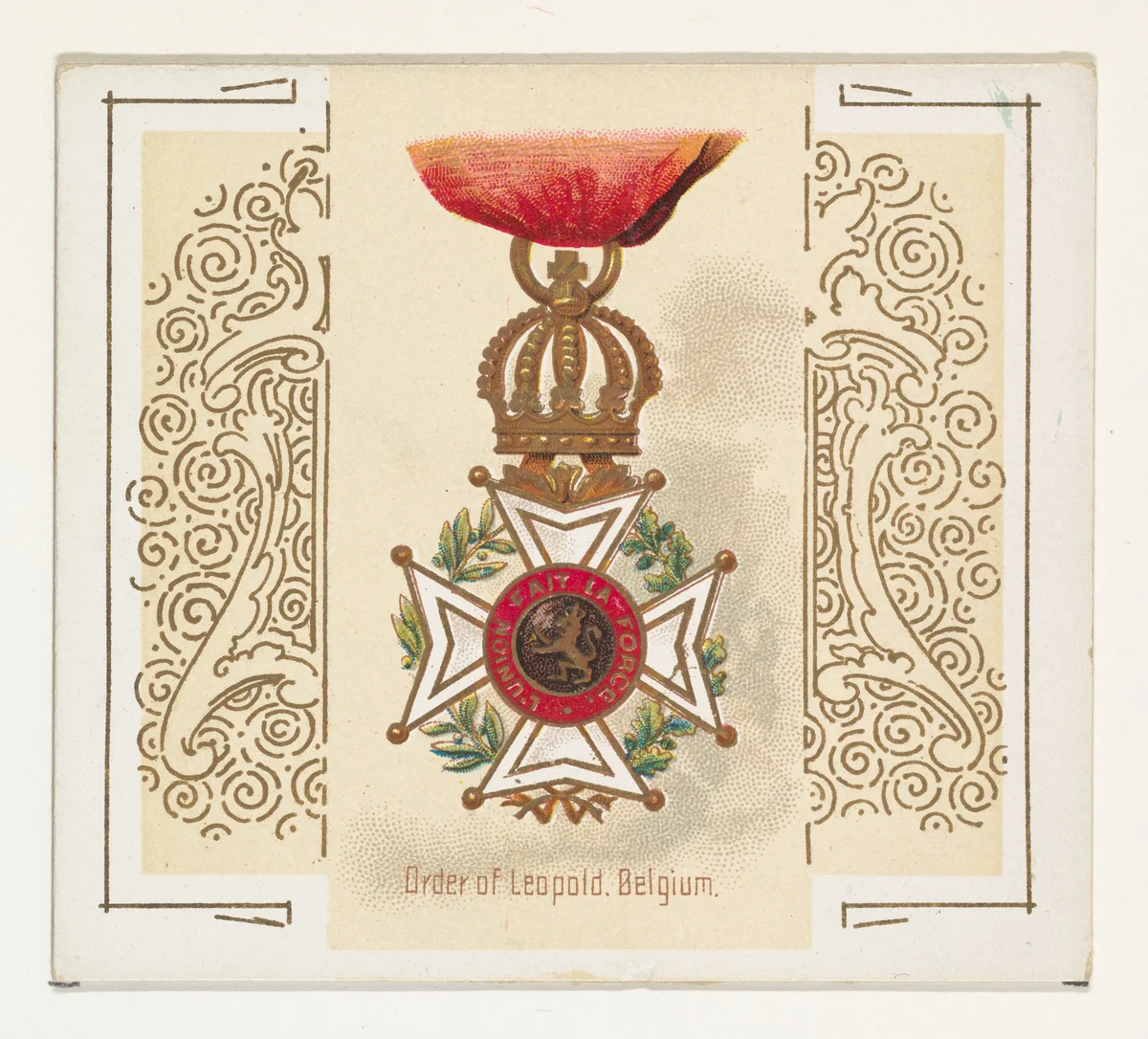 Order of Leopold, Belgium, from the World's Decorations series (N44) for Allen & Ginter Cigarettes by Allen & Ginter, print, 1890