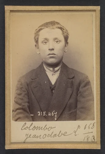 Colombo. Joseph (on Jean, Octave). 19 ans, né à Paris Xlle. Monteur en bronze. Anarchiste. 10/3/94. by Alphonse Bertillon, photograph, 1894