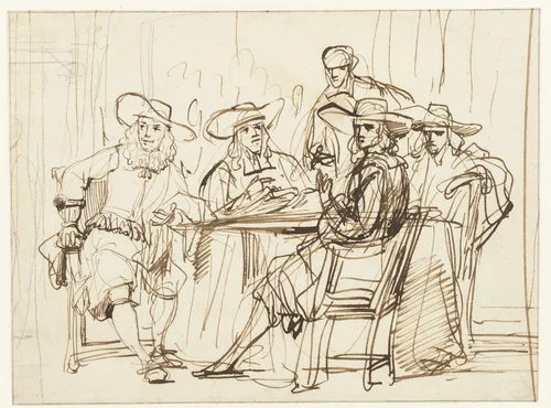 Officers of the Coopers’ and Wine-Rackers’ Guild by Gerbrand van den Eeckhout, drawing, 1667-1670