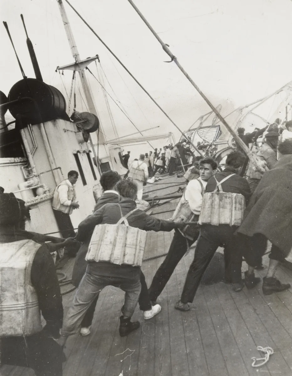 "Just Before the Waves Closed Over the Vestris". (life boat) by Fred Hansen, photograph, 1928