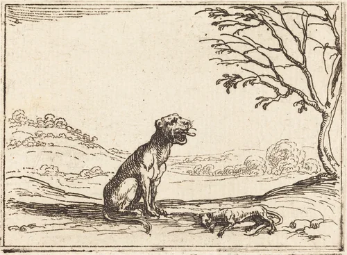 Lioness Mourning her Cub by Jacques Callot, print, 1592-1635