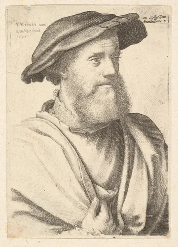 A bearded man after Hans Holbein (?) by Wenceslaus Hollar, print, 1646