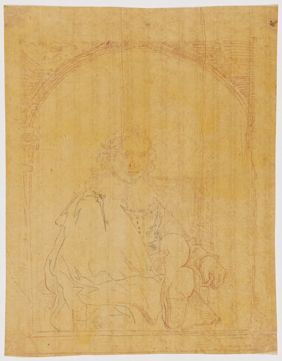 Portrait of a Man in an Armchair, from Collection d'imitations de Dessins d'après les Principaux Maîtres Hollandais et Flamands by Rembrandt van Rijn, drawing, 1826