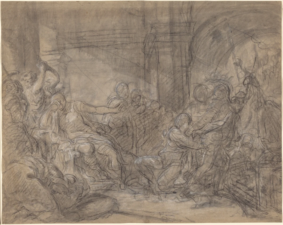 Brutus Condemning His Sons to Death by Gabriel François Doyen, drawing, 1755-1765