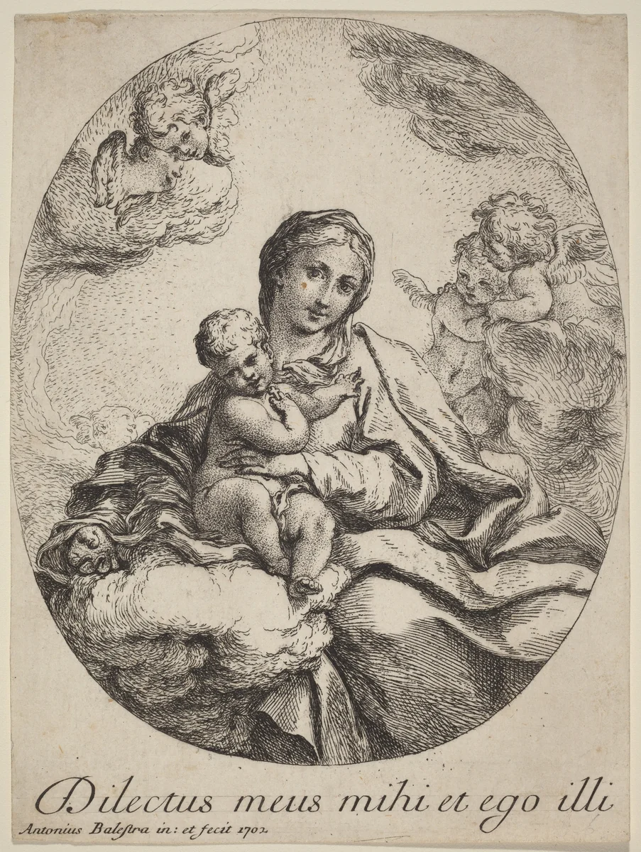 Virgin and Child on a Cloud by Antonio Balestra, print, 1702