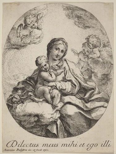 Virgin and Child on a Cloud by Antonio Balestra, print, 1702
