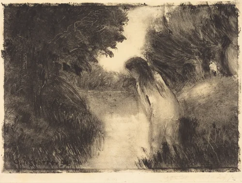 A Bather by Camille Pissarro, print, 1894