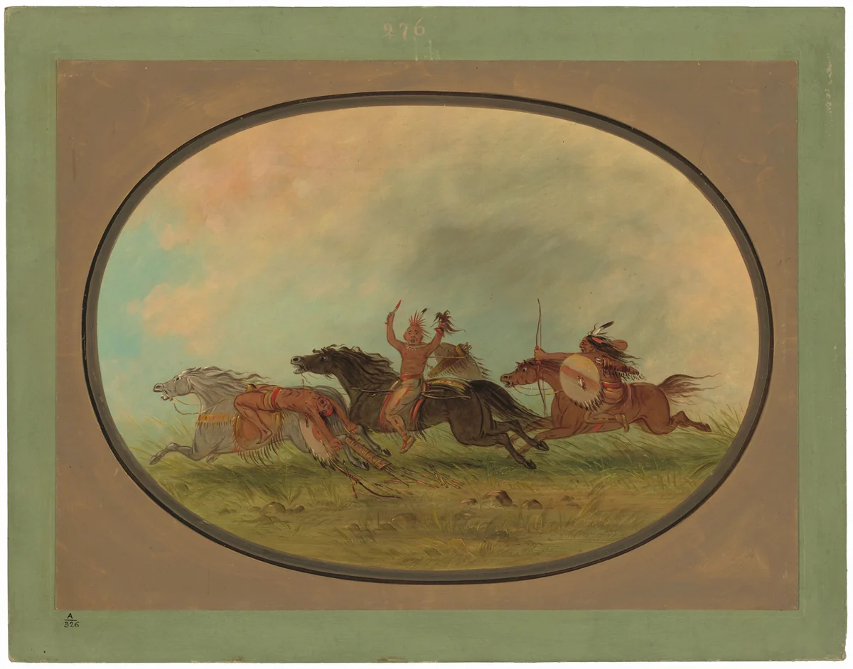 The Scalper Scalped - Pawnees and Cheyennes by George Catlin, painting, 1861-1869
