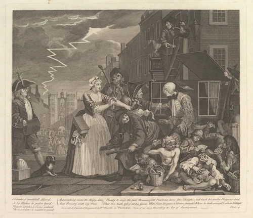 A Rake's Progress, Plate 4 by William Hogarth, print, 1735
