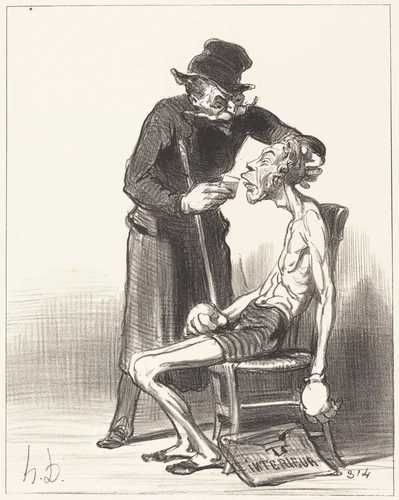 Un Lutteur malheureux by Honoré Daumier, print, 1851