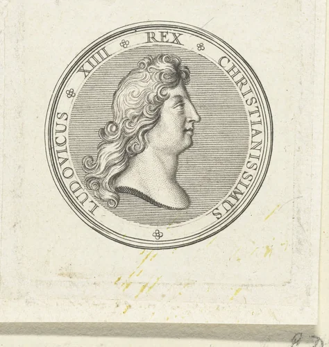 Penning met buste van Lodewijk XIV by Gerard Edelinck, print, 1702