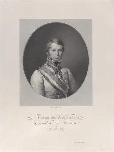 Oval portrait of Leopold II, Grand Duke of Tuscany by Paolo Toschi, print, 1828-1838