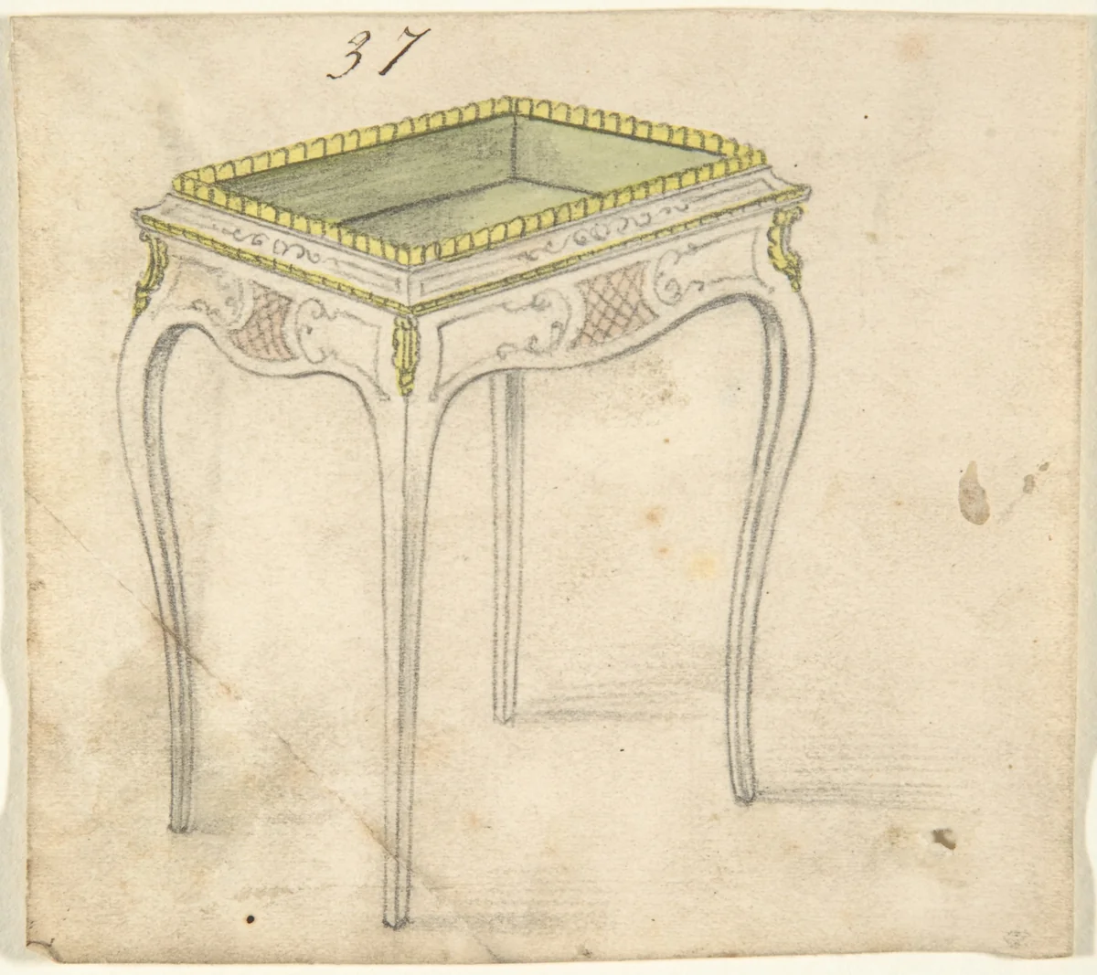 Design for a Small Hollow-topped Table by anonymous, drawing, 1800-1900