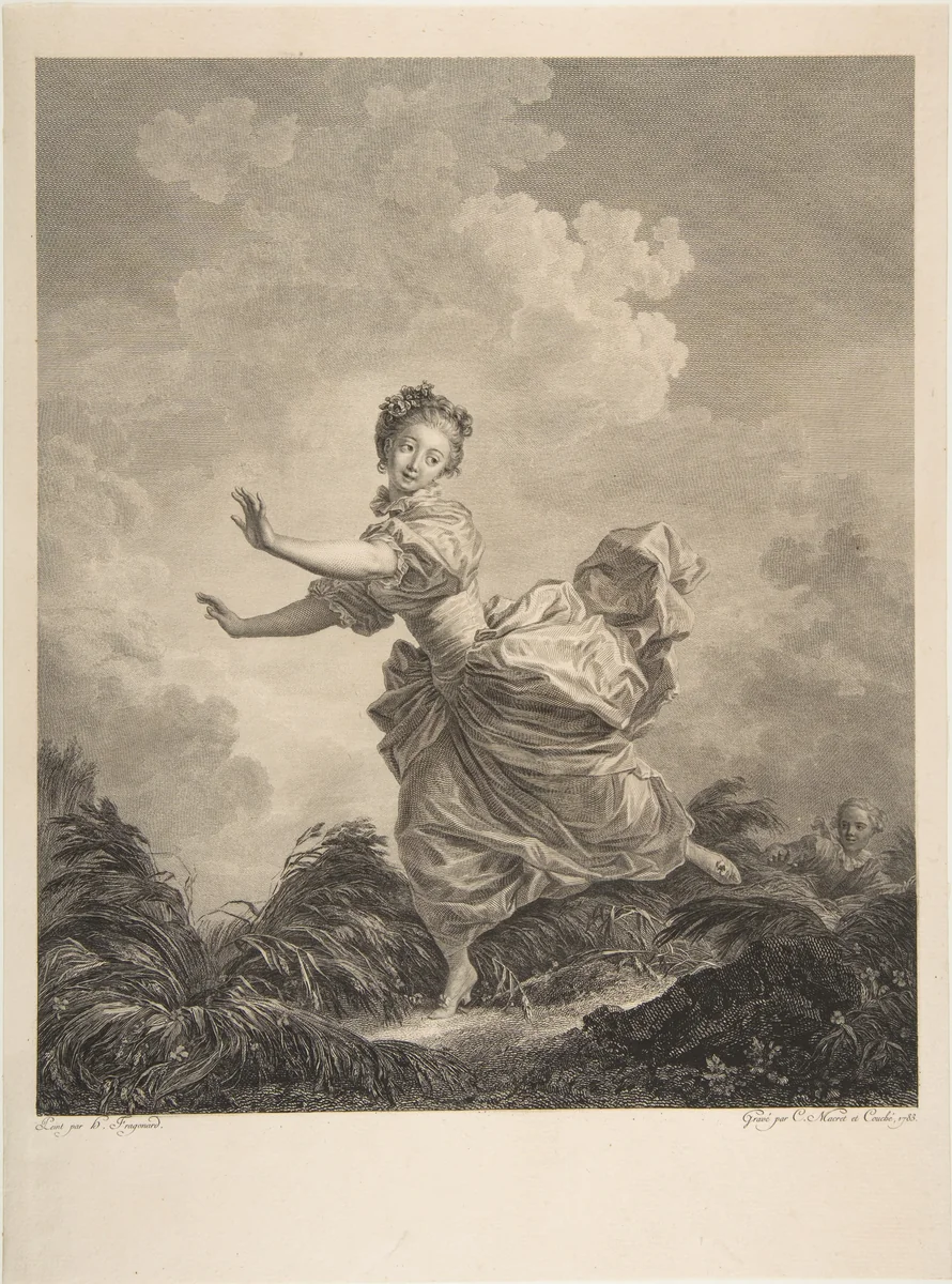 La Fuite a Dessein by Jean Honoré Fragonard, print, 1745-1806