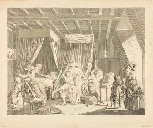 Le lever des ouvrieres en modes by Francois-Nicolas-Barthelemy Dequevauviller
Nicolas Lavreince, print, 1784
