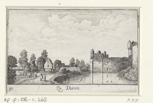 Gezicht op Düren by Wenceslaus Hollar, print, 1635