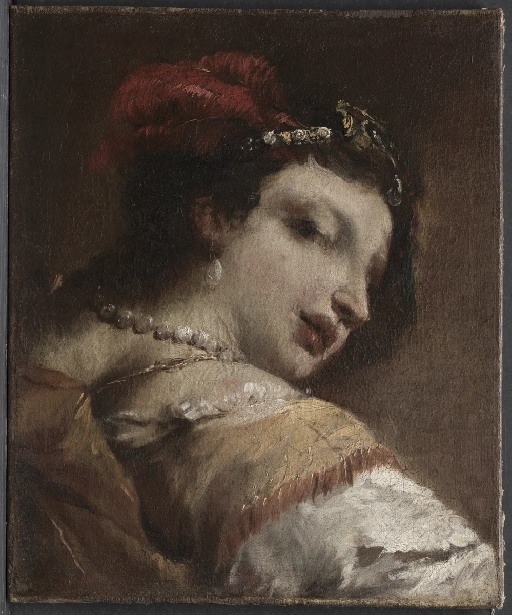 Head of a Woman by Antonio Guardi, painting, 1734-1744