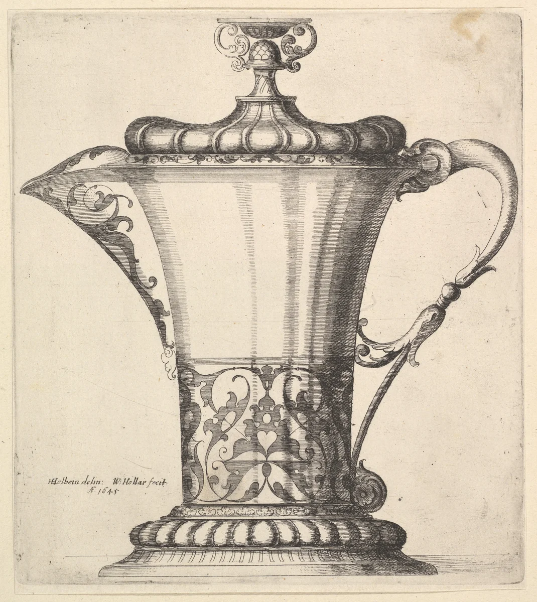Jug with wide spout by Wenceslaus Hollar, print, 1645