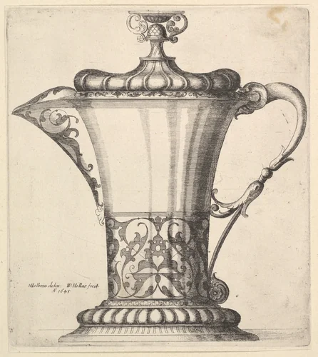 Jug with wide spout by Wenceslaus Hollar, print, 1645