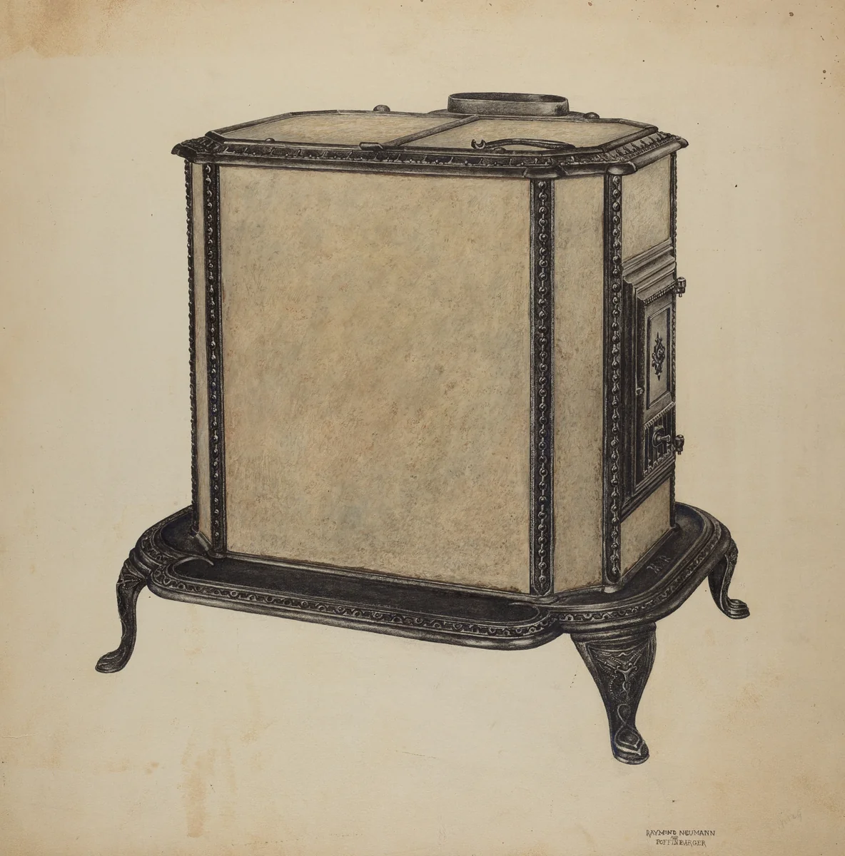 Soap Stone Stove by Paul Poffinbarger; Raymond Neumann, index of american design, 1940
