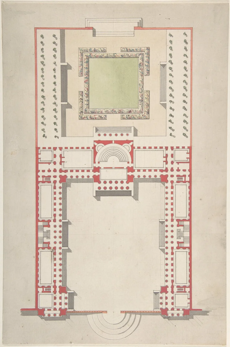 Architectural Ground Plan by Paul Lemoine, drawing, 1755-1808