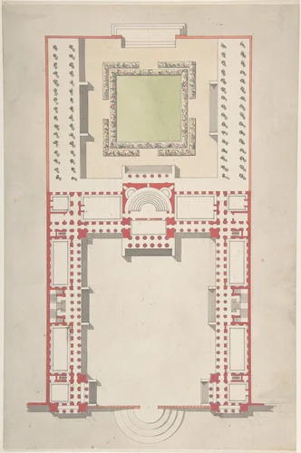 Architectural Ground Plan by Paul Lemoine, drawing, 1755-1808