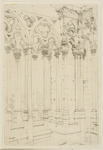 The Gallery of Notre-Dame, Paris by Charles Meryon, drawing, 1853