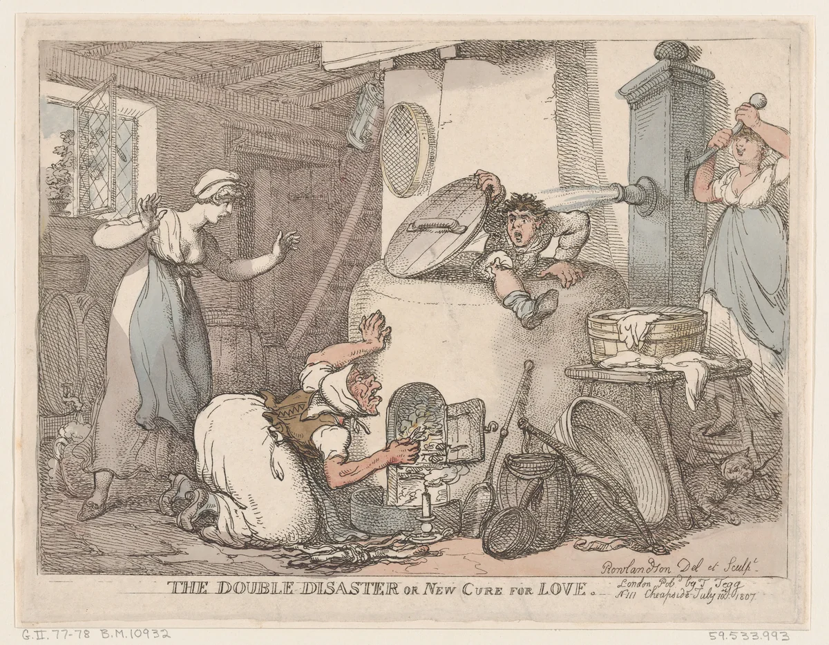 The Double Disaster, or New Cure for Love by Thomas Rowlandson, print, 1807