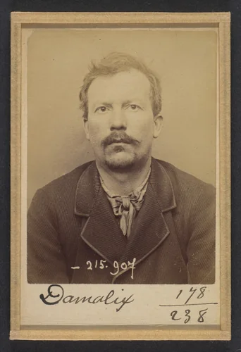 Damalix. Émile, Auguste. 37 ans, né à St-Claude (Doubs). Charpentier. Anarchiste. 19/3/94. by Alphonse Bertillon, photograph, 1894
