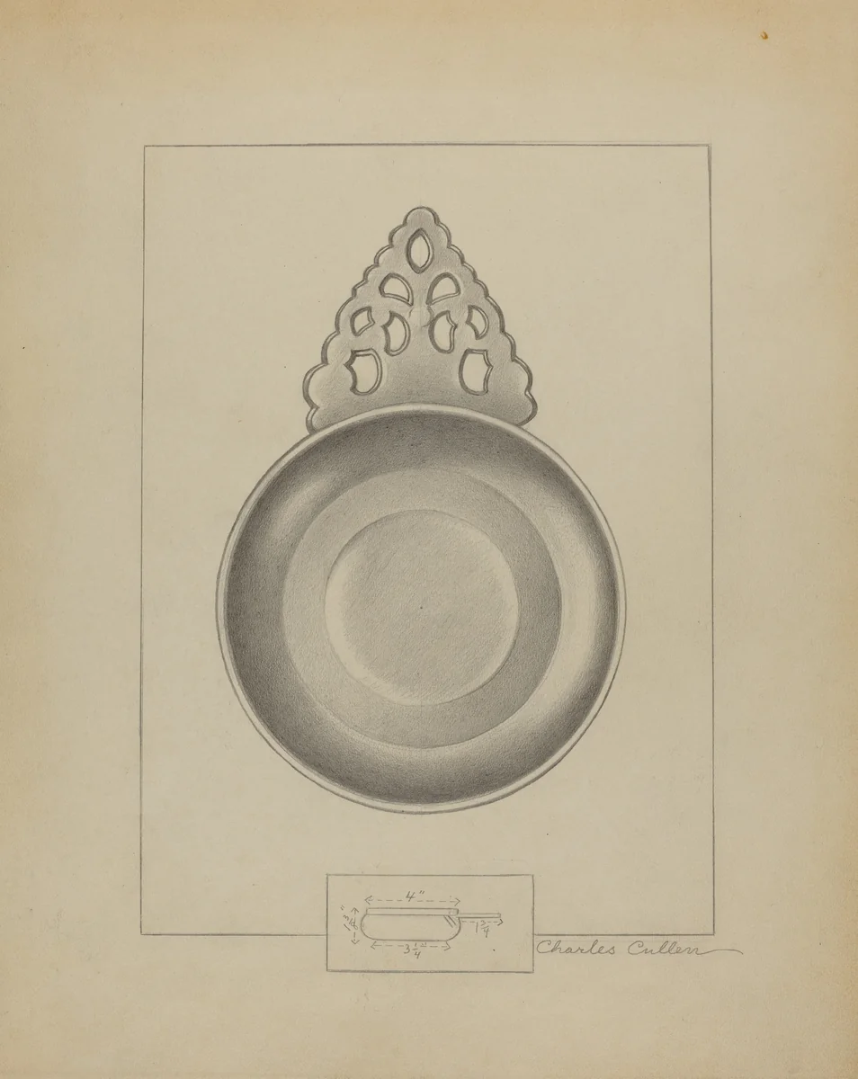 Pewter Porringer by Charles Cullen, index of american design, 1936