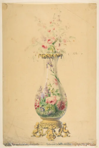 Design for a Vase by anonymous, drawing, 1800-1899