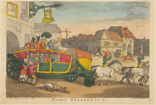 Paris Diligence by Thomas Rowlandson, print, 1810