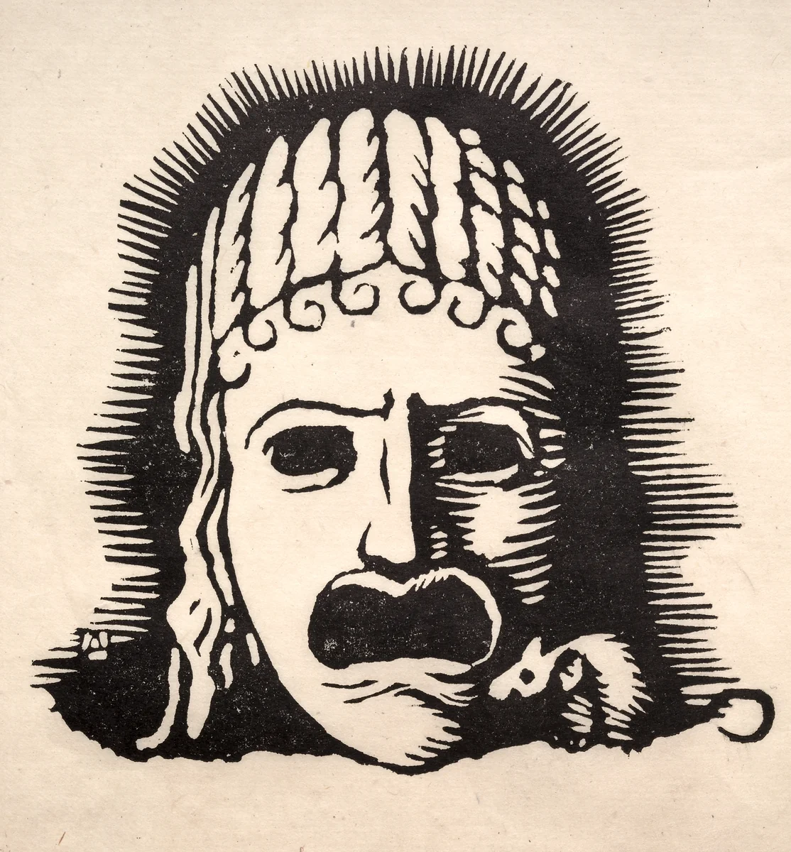 Greek Mask with Mouse by Arthur Allen Lewis, print, 1900-1923