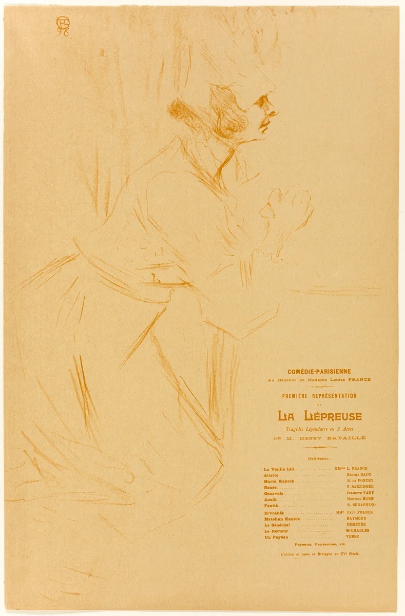 Program for La Lépreuse by Henri de Toulouse-Lautrec, print, 1896