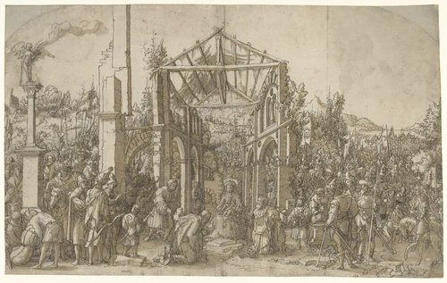 De aanbidding der koningen by Unknown, drawing, 1500-1600