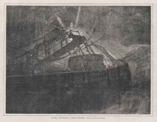 At Sea—Signalling a Passing Steamer (Every Saturday, Vol. II, New Series) by Winslow Homer, print, 1871