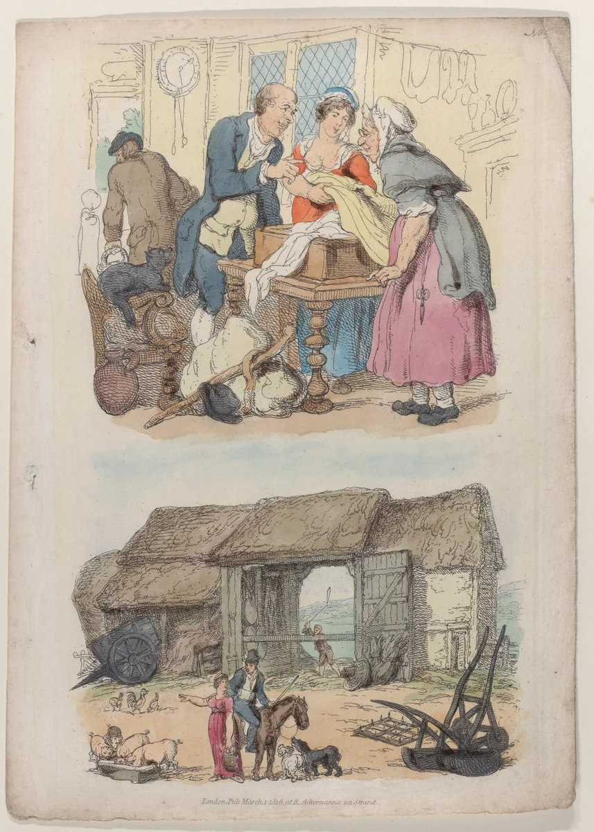 Plate 5, from "World in Miniature" by Thomas Rowlandson, print, 1816