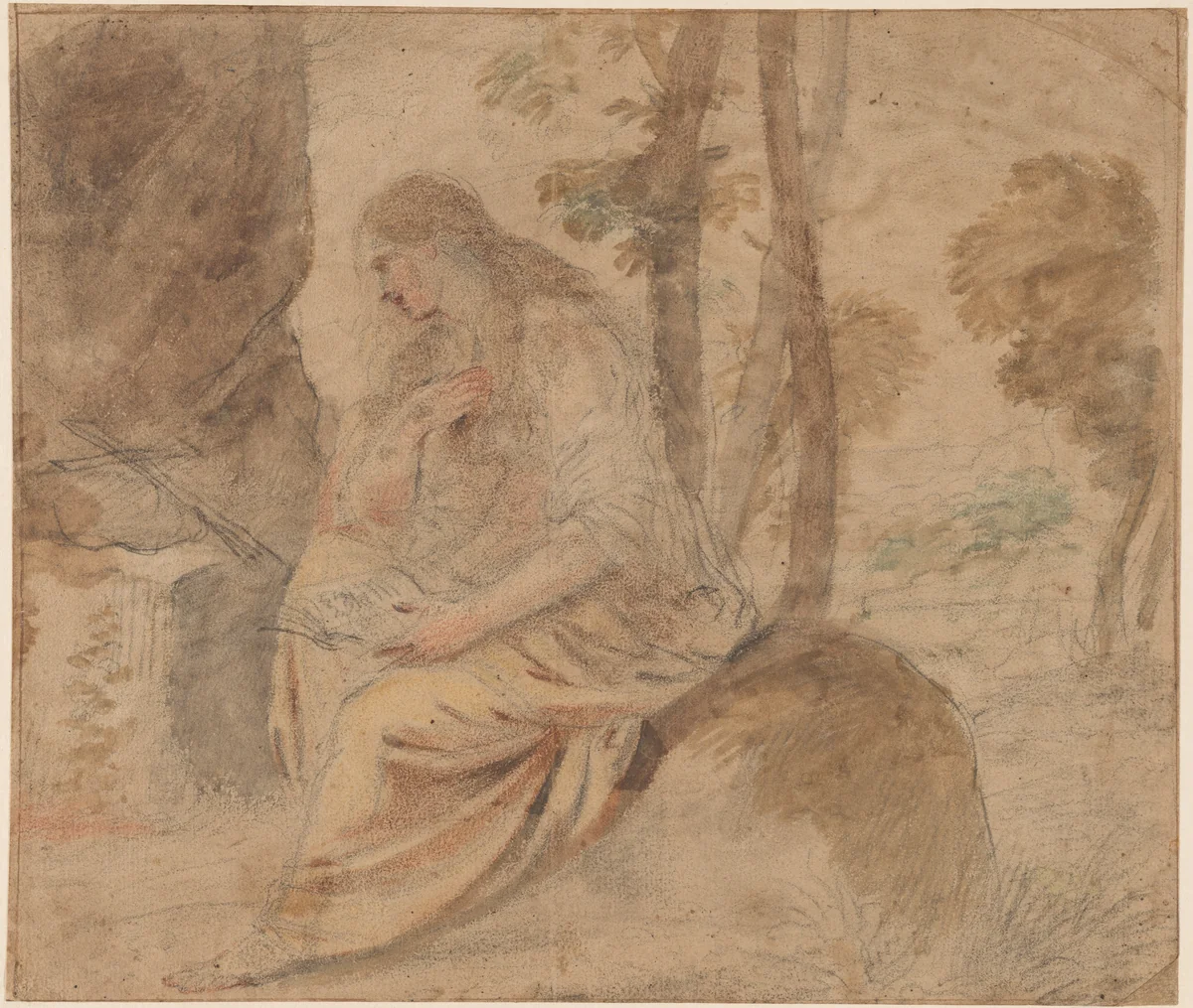 The Penitent Magdalene by Pier Francesco Mola, drawing, 1640-1649