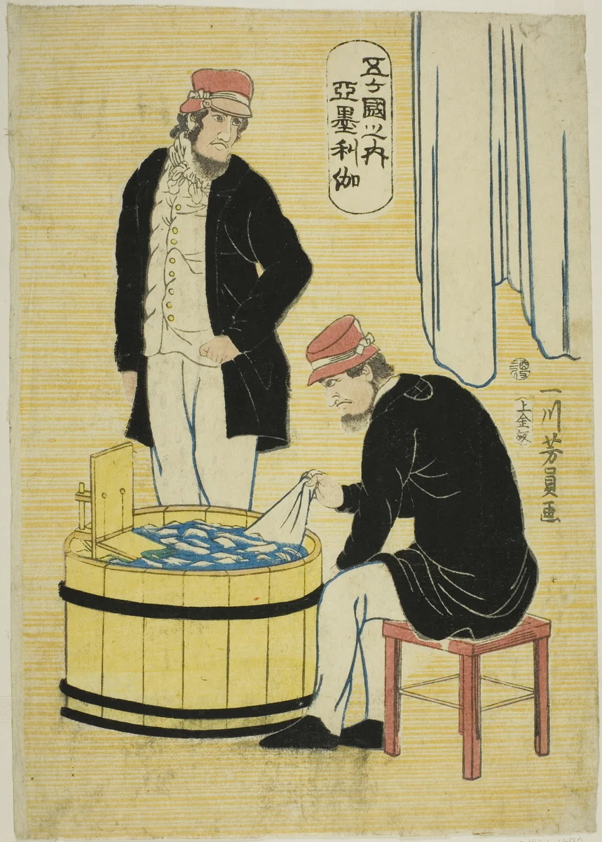 Among the Five Nations: Americans (Gokakoku no uchi, Amerikajin) by Utagawa Yoshikazu, print, 1861